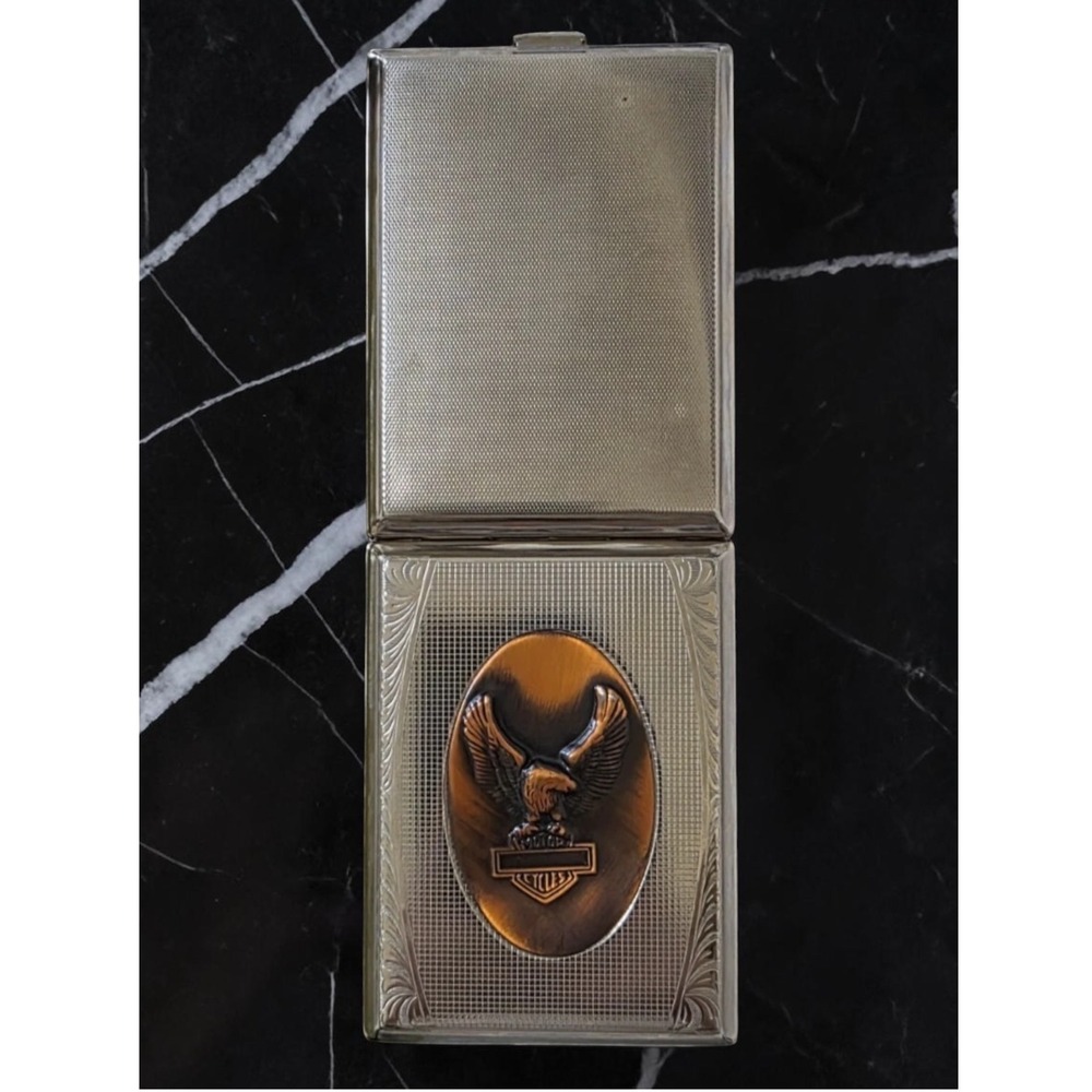 Vintage Harley Davidson Eagle Cigarette Case Metal Biker Wallet Holder - Picture 3 of 9